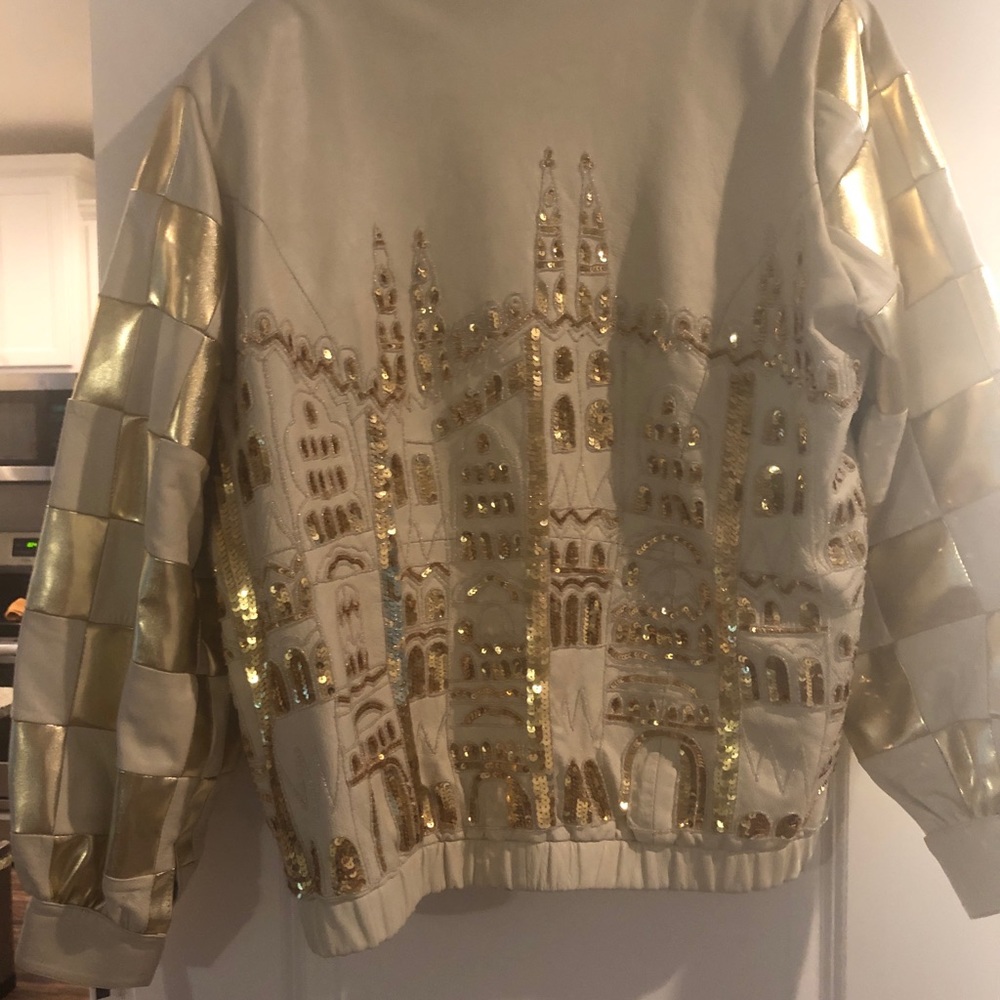 Vintage French Collizioni Leather Jacket. Excellent Condition. Hand Embroidery.